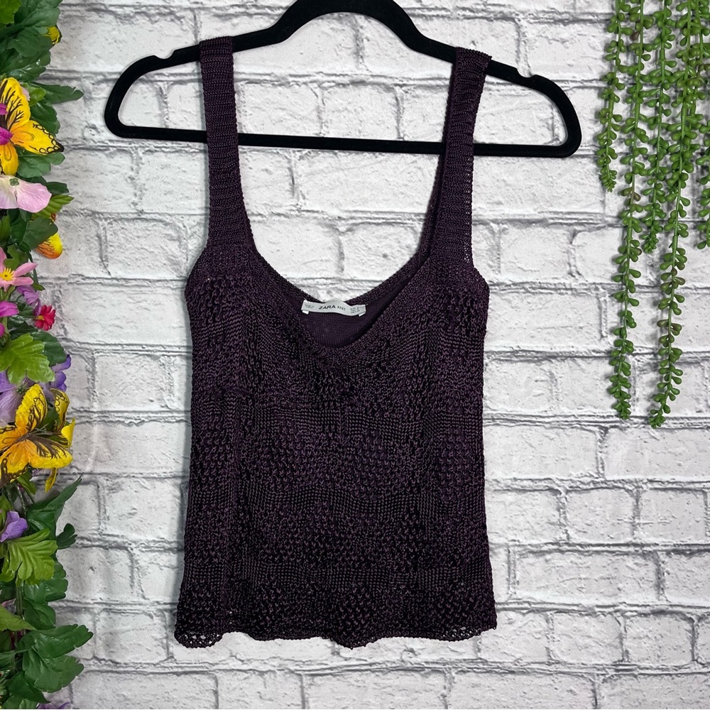 .💙2/$40💙Zara Knit Crocheted Purple Tank Top Size Small